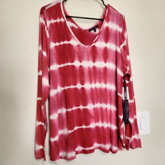 Olivia Sky Tops - Olivia Sky Longsleeve Top For Women size 1X Tie-dye Pink Feels Soft